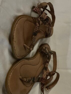 Born Women’s Tan Snake-Print Leather Gladiator Sandals